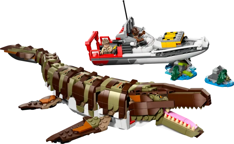 Brick-Built Mosasaurus Boat Mission
