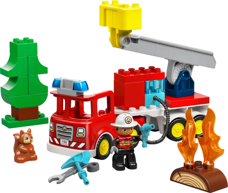 Fire Truck with Hose and Firefighter