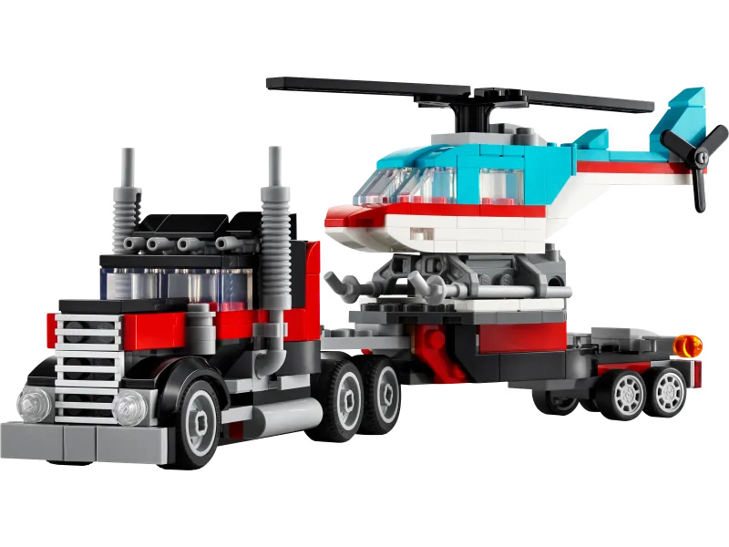 Flatbed Truck with Helicopter