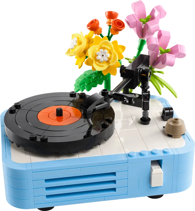 Record Player with Flowers