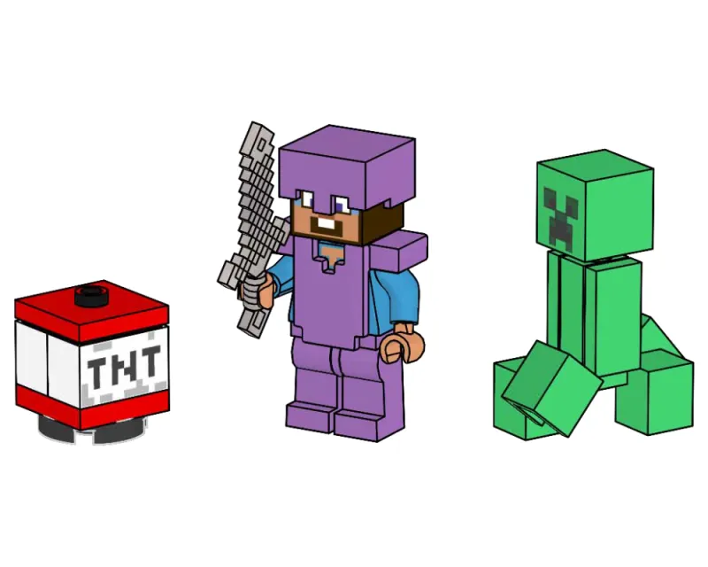 Steve with Creeper and TNT