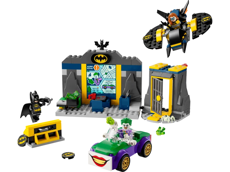 The Batcave with Batman, Batgirl and The Joker